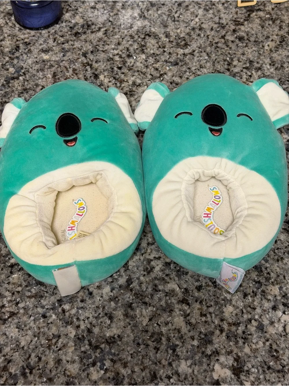 Squishmallows Teal Koala Plush Slippers with Cream Lining